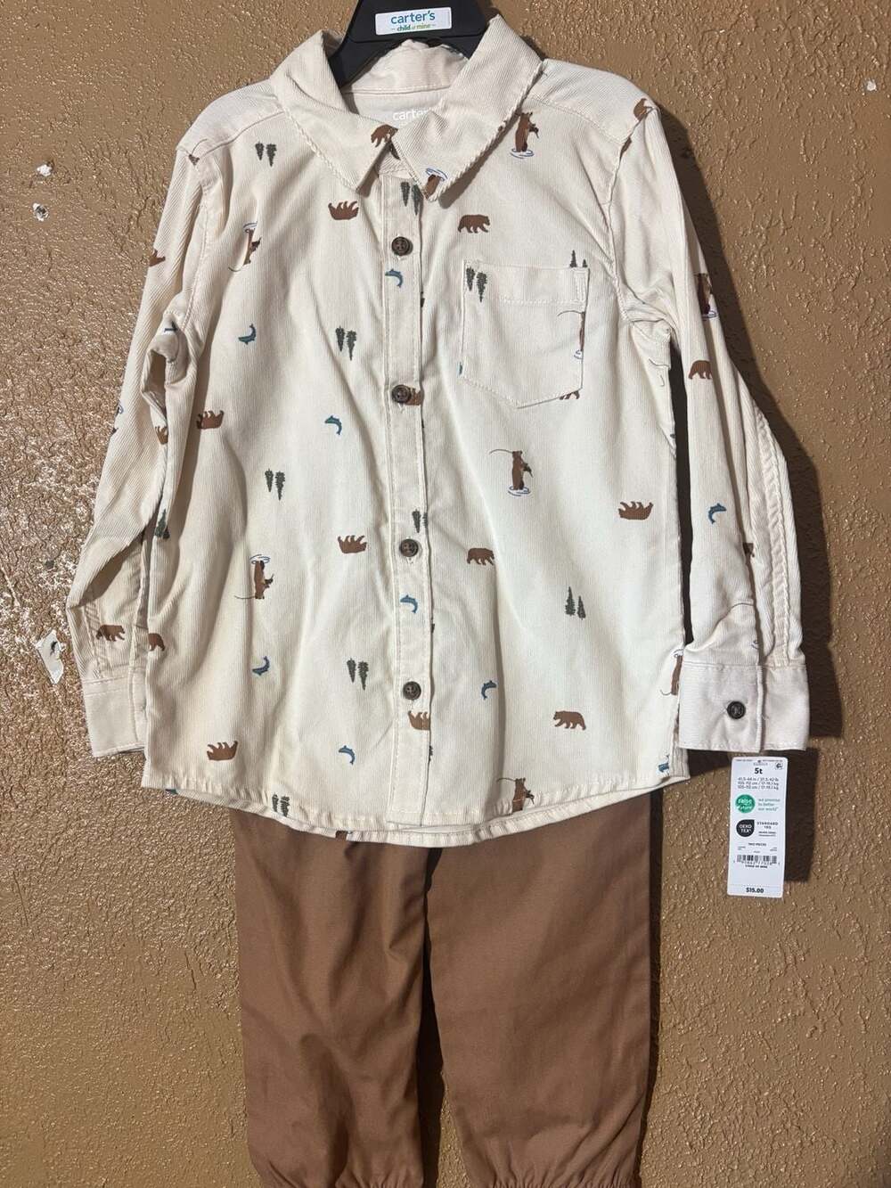 Child of Mine by Carter's 2 Piece Corduroy Shirt and Pants Set
